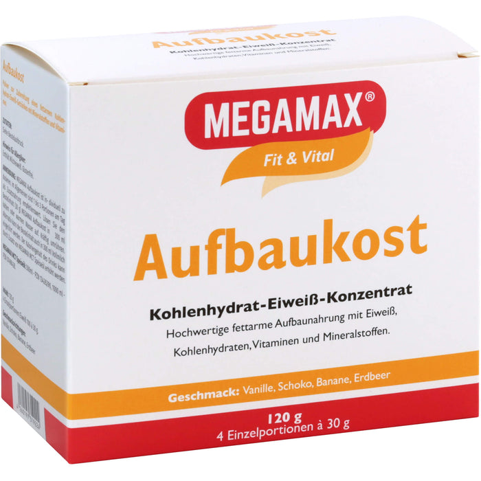 MEGAMAX Fit & Vital Aufbaukost Kohlenhydrat-Eiweiß-Konzentrat Geschmack-Mix, 120 g Pulver
