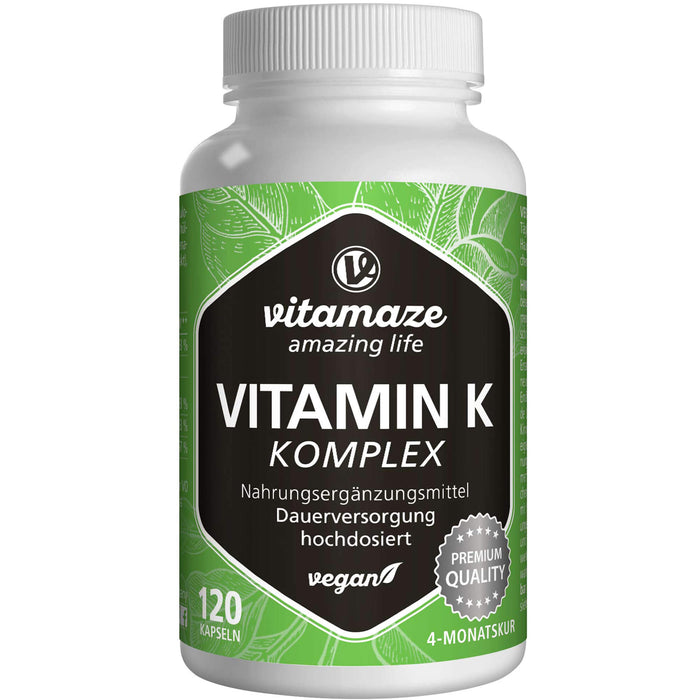 Vitamin K1 + K2 Komplex hochdosiert vegan, 120 St KAP