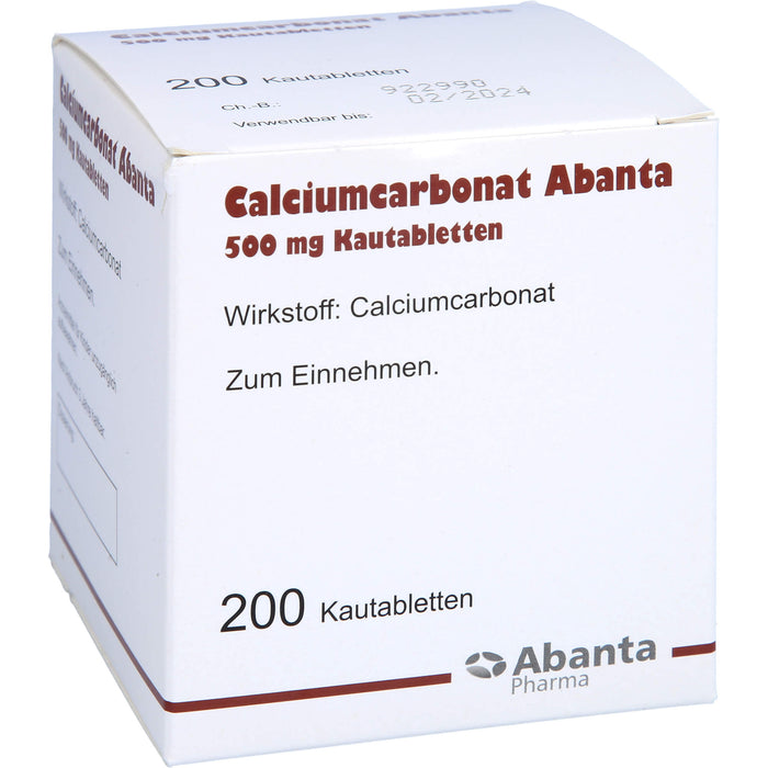 Calciumcarbonat Abanta 500 mg Kautabletten, 200 St. Tabletten