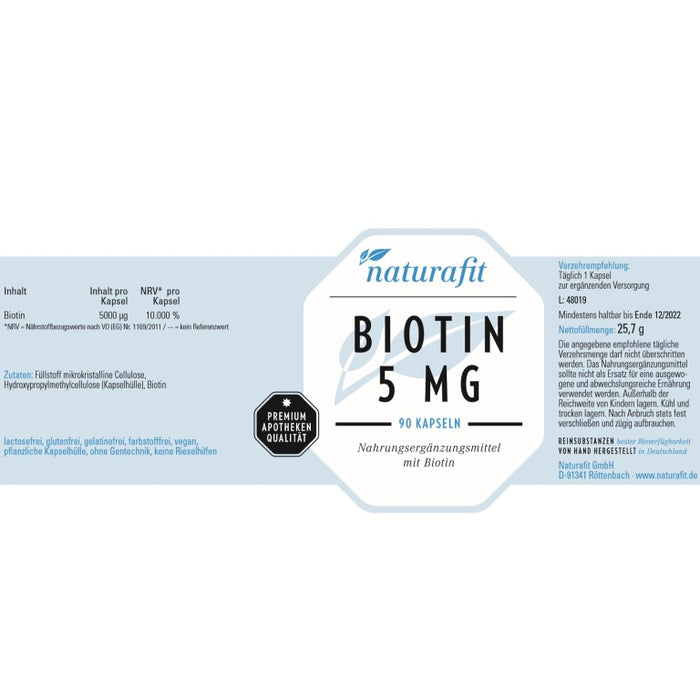 naturafit Biotin 5 mg Kapseln, 90 St. Kapseln