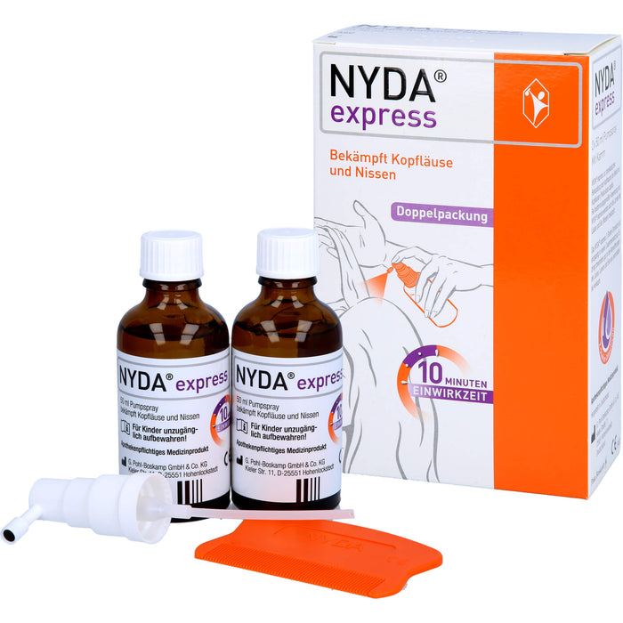 NYDA express bekämpft Kopfläuse und Nissen Pumplösung, 100 ml Lösung