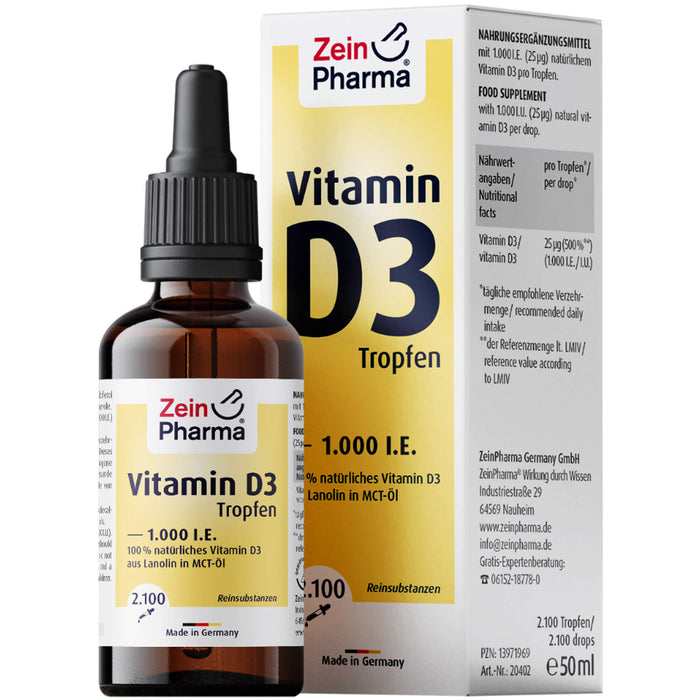 Vitamin D3 Tropfen 1000 IE 2100Tropfen ZeinPharma, 50 ml TRO