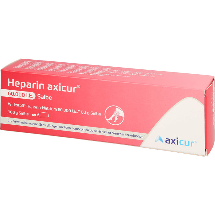 Heparin axicur 60.000 I.E. Salbe zur Verminderung von Schwellungen und den Symptomen oberflächlicher Venenentzündungen, 100 g Salbe