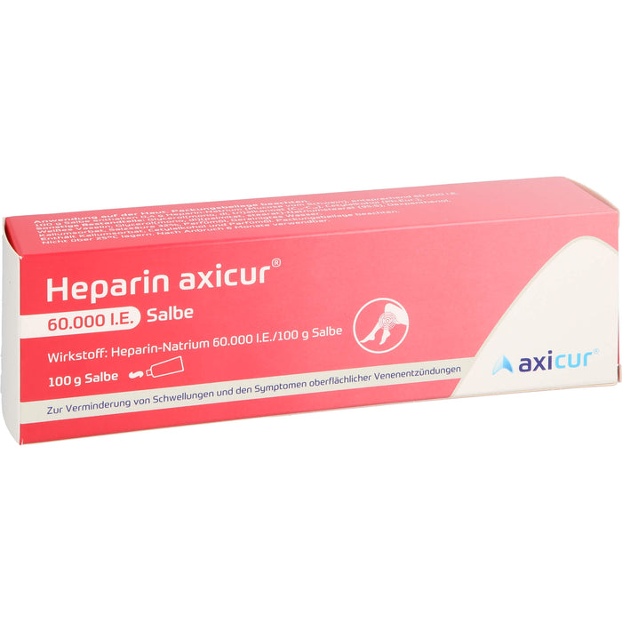 Heparin axicur 60.000 I.E. Salbe zur Verminderung von Schwellungen und den Symptomen oberflächlicher Venenentzündungen, 100 g Salbe