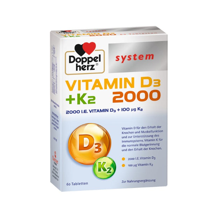 Doppelherz system Vitamin D3 + K2 2000 Tabletten, 60 St. Tabletten