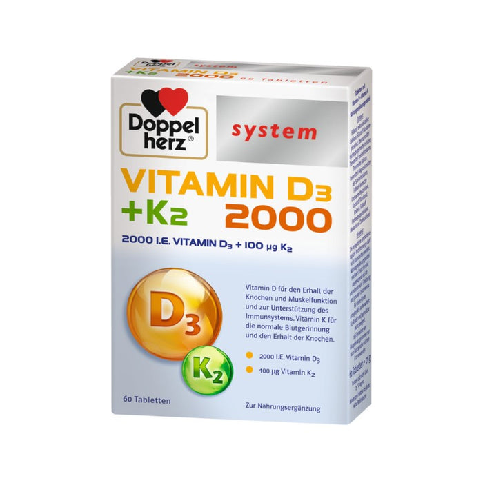 Doppelherz system Vitamin D3 + K2 2000 Tabletten, 60 St. Tabletten