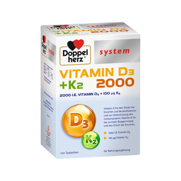 Doppelherz system Vitamin D3 + K2 2000 Tabletten, 120 St. Tabletten