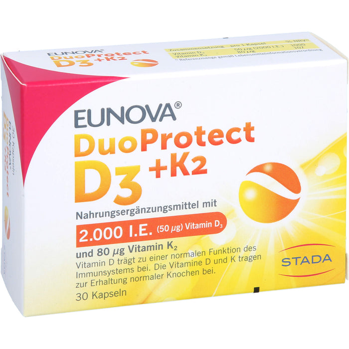 EUNOVA DuoProtect D3+K2 2000 I.E./80 µg Kapseln, 30 St. Kapseln