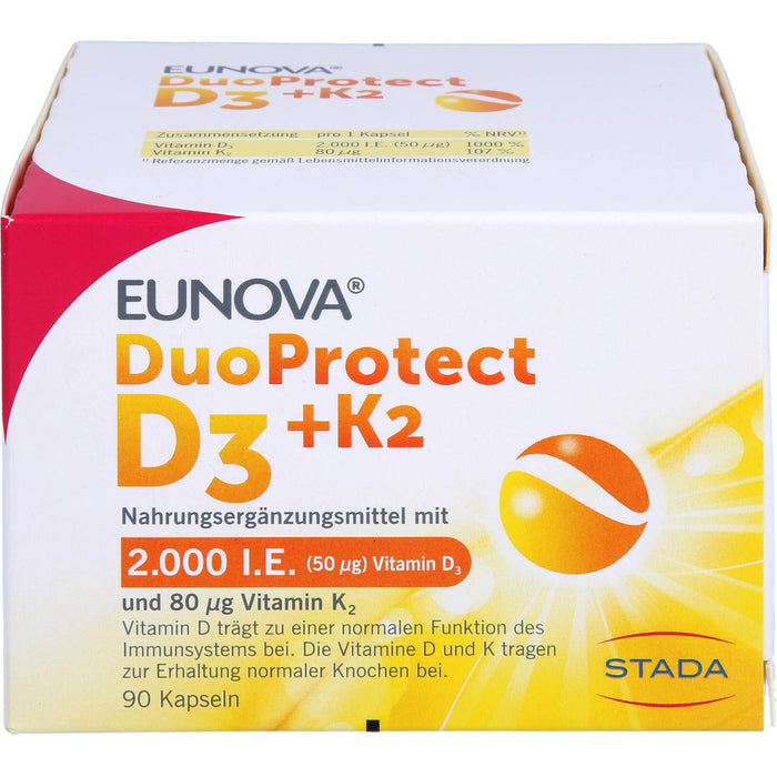 EUNOVA DuoProtect D3 + K2 Kapseln, 90 St. Kapseln
