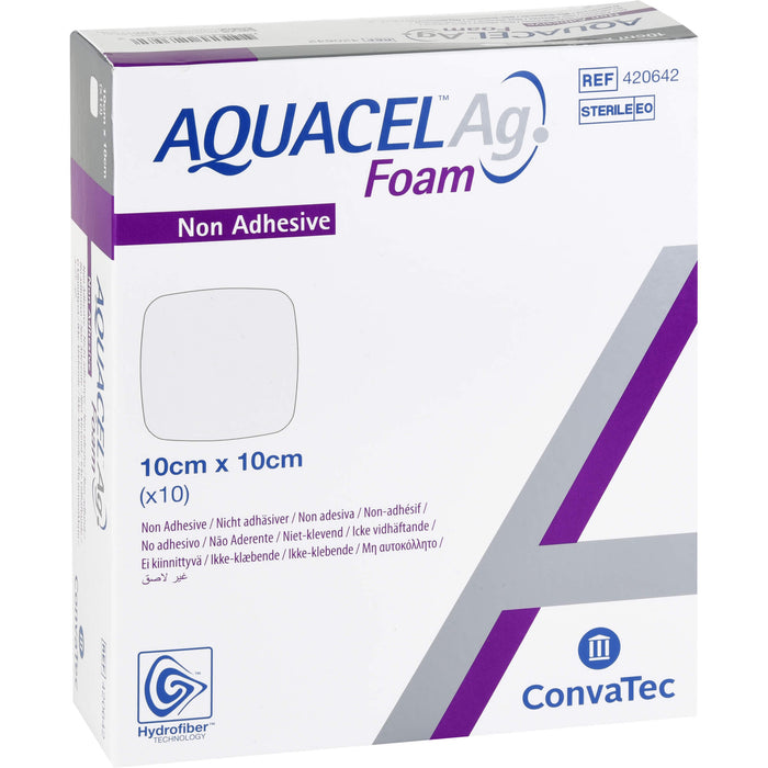 Aquacel Ag Foam nicht adhäsiv 10x10 cm Verband, 10 St VER
