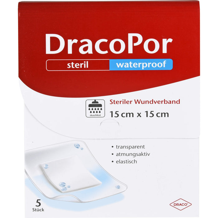DRACOPOR waterproof Wundverband 15x15 cm steril, 5 St. Pflaster