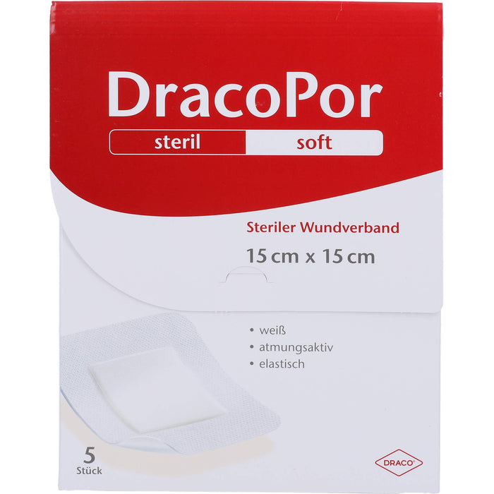 DracoPor Soft steriler Wundverband weiß 15 cm x 15 cm, 5 St. Pflaster
