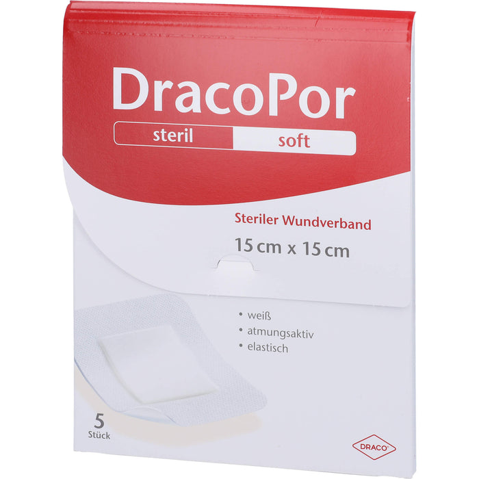 DracoPor Soft steriler Wundverband weiß 15 cm x 15 cm, 5 St. Pflaster