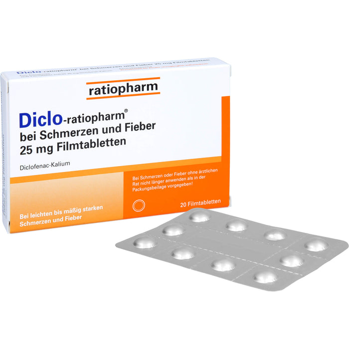 Diclo-ratiopharm bei Schmerzen und Fieber 25 mg Filmtabletten, 20 St. Tabletten