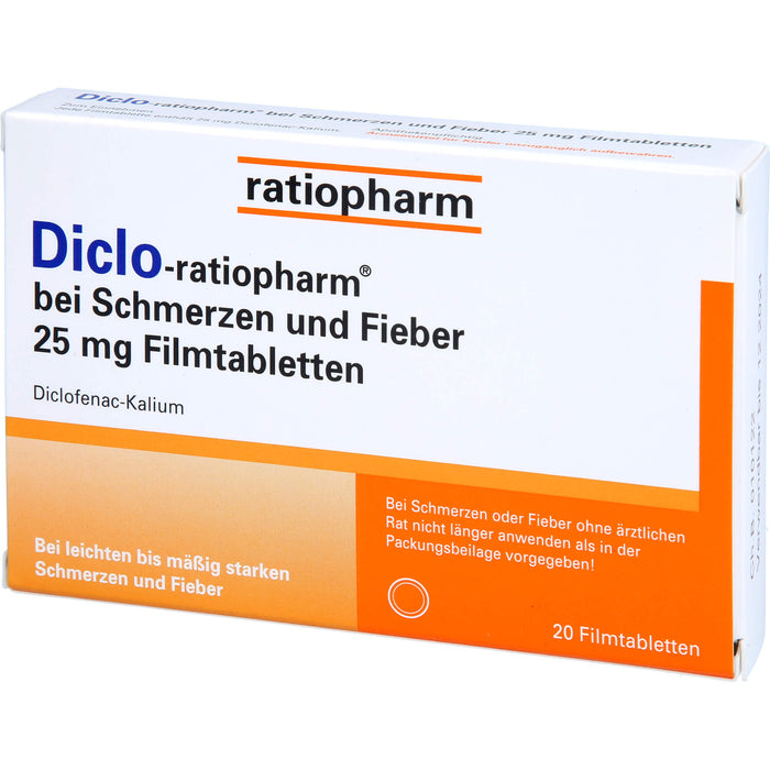 Diclo-ratiopharm bei Schmerzen und Fieber 25 mg Filmtabletten, 20 St. Tabletten