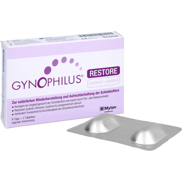 Gynophilus restore Tabletten zur akuten Wiederherstellung und Aufrechterhaltung der physiologischen Scheidenflora, 2 St. Tabletten