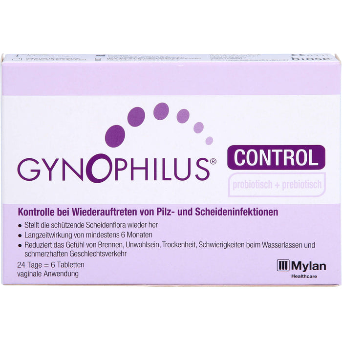 Gynophilus control Tabletten Kontrolle bei Wiederauftreten von Pilz- und Scheideninfektionen, 6 St. Tabletten