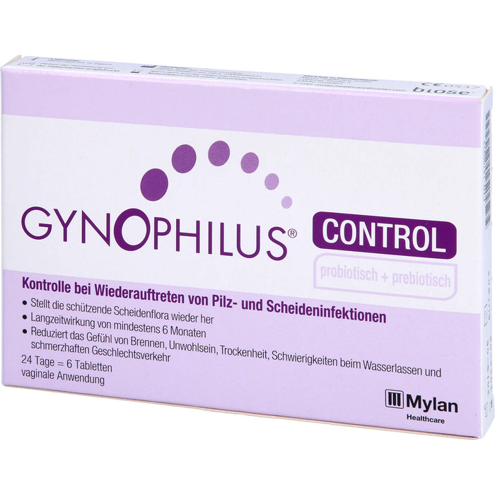 Gynophilus control Tabletten Kontrolle bei Wiederauftreten von Pilz- und Scheideninfektionen, 6 St. Tabletten