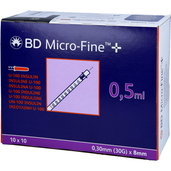 BD MICRO-FINE+ Insulinspr.0,5 ml U100 0,3x8 mm, 100 St SRI
