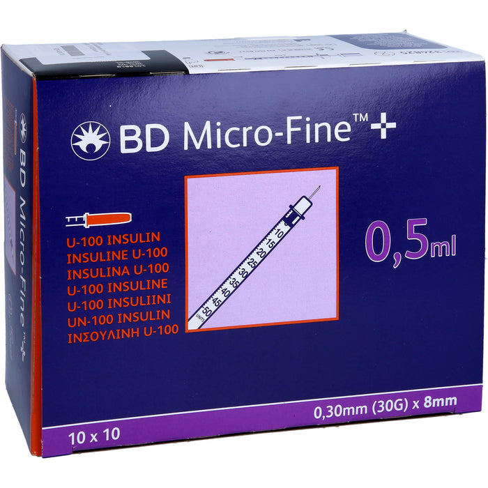 BD MICRO-FINE+ Insulinspr.0,5 ml U100 0,3x8 mm, 100 St SRI