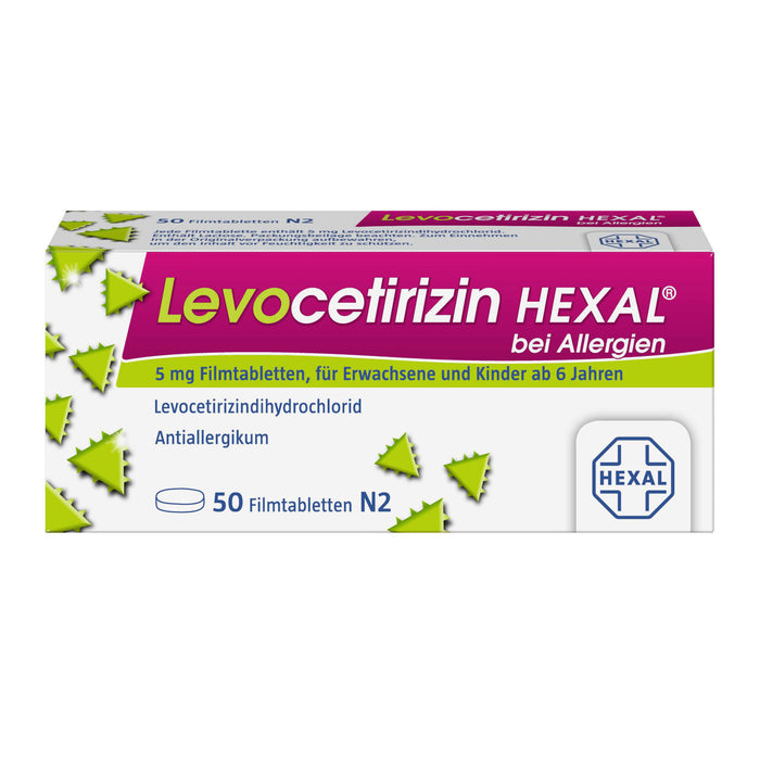 Levocetirizin HEXAL 5 mg Filmtabletten bei Allergien, 50 St. Tabletten