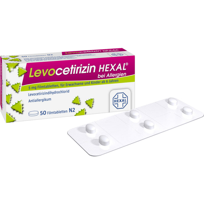 Levocetirizin HEXAL 5 mg Filmtabletten bei Allergien, 50 St. Tabletten