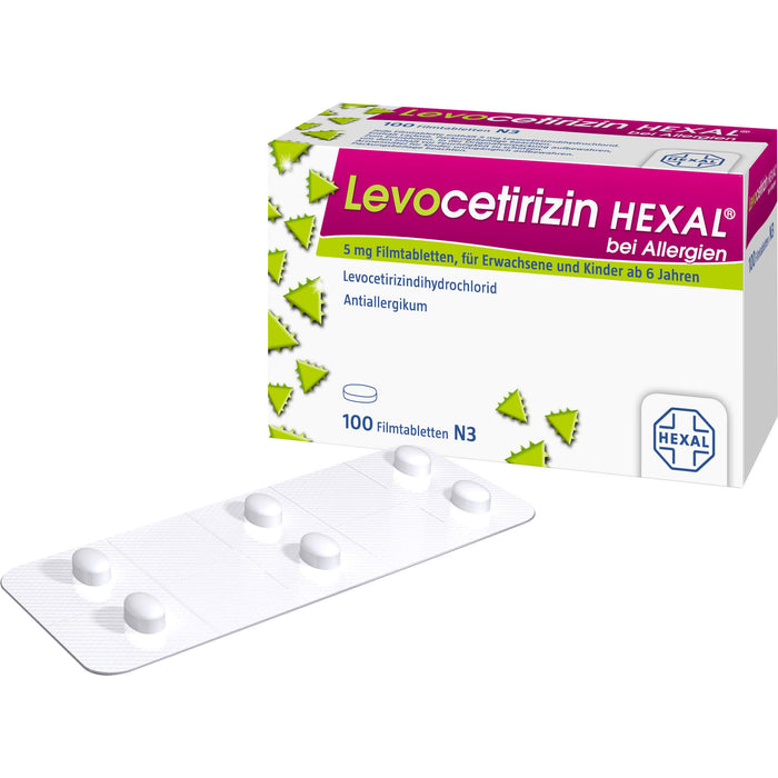 Levocetirizin HEXAL 5 mg Filmtabletten bei Allergien, 100 St. Tabletten