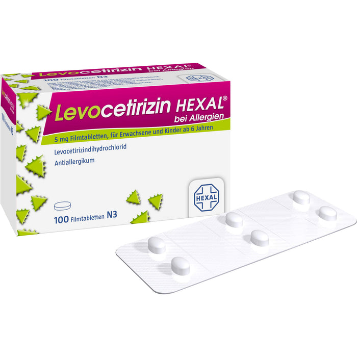Levocetirizin HEXAL 5 mg Filmtabletten bei Allergien, 100 St. Tabletten