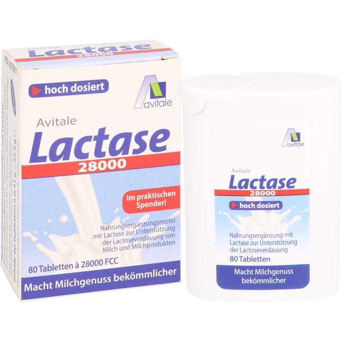 Avitale Lactase 28000 FCC Tabletten im Spender, 80 St. Tabletten