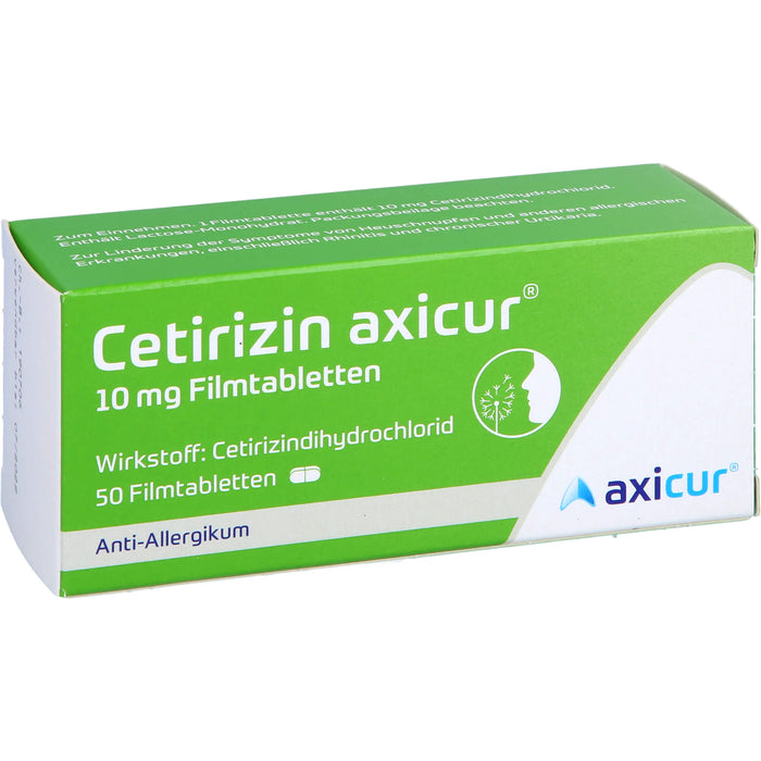 Cetirizin axicur 10 mg Filmtabletten Anti-Allergikum, 50 St. Tabletten