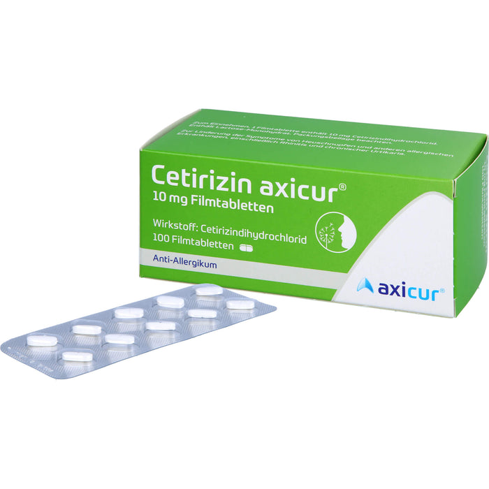Cetirizin axicur 10 mg Filmtabletten Anti-Allergikum, 100 St. Tabletten