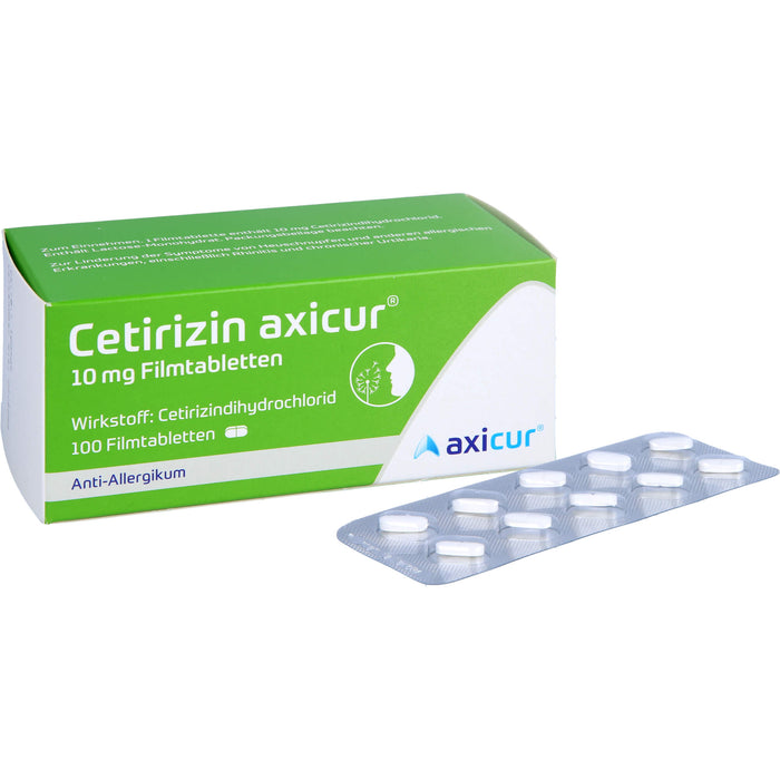 Cetirizin axicur 10 mg Filmtabletten Anti-Allergikum, 100 St. Tabletten