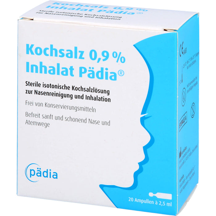 Kochsalz 0,9 % Inhalat Pädia sterile isotonische Kochsalzlösung zur Nasenreinigung und Inhalation, 20 St. Ampullen