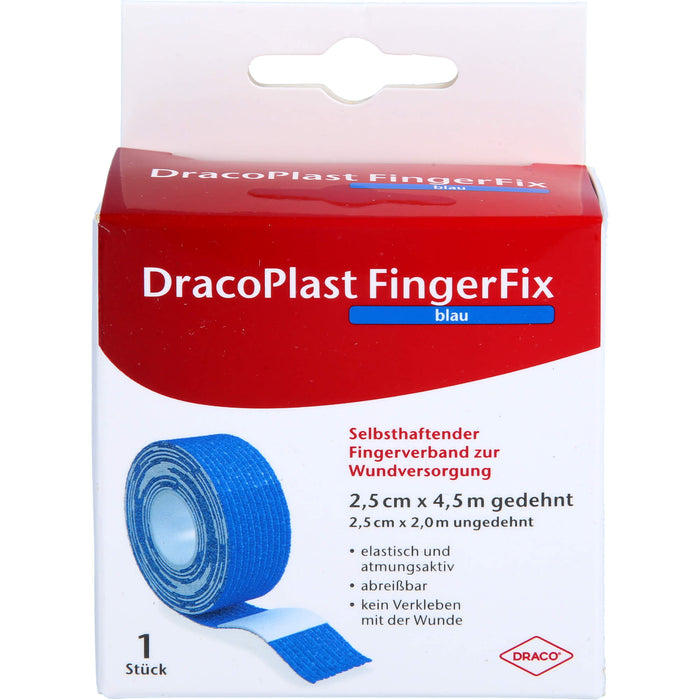 DracoPlast FingerFix 2,5cmx4,5m blau m. Wundk., 1 St. Pflaster