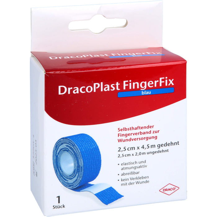 DracoPlast FingerFix 2,5cmx4,5m blau m. Wundk., 1 St. Pflaster