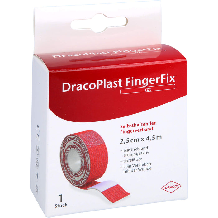 DracoPlast FingerFix Fingerverband 2,5 cm x 4,5 cm rot, 1 St. Pflaster