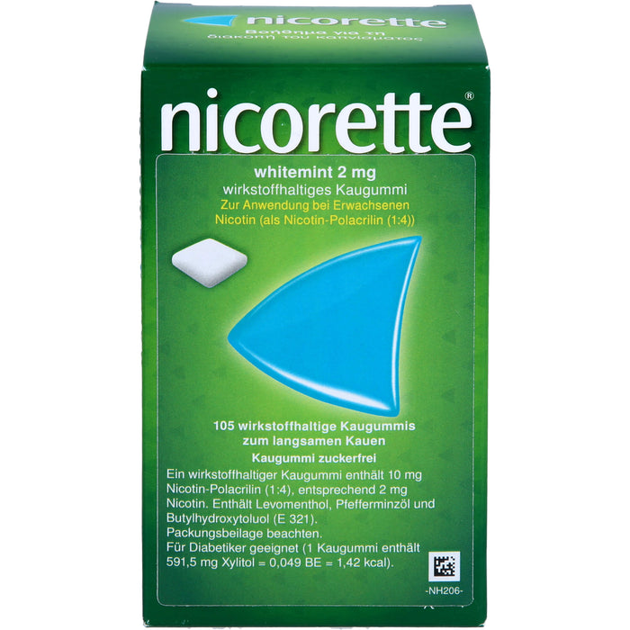 nicorette 2 mg whitemint wirkstoffhaltige Kaugummis, 105 St. Kaugummi