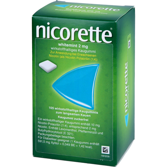 nicorette 2 mg whitemint wirkstoffhaltige Kaugummis, 105 St. Kaugummi