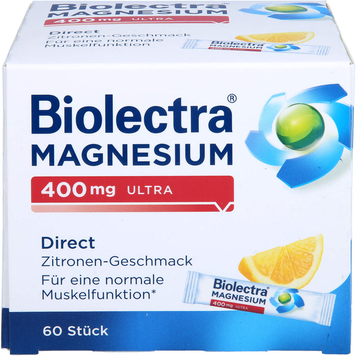 Biolectra Magnesium 400 mg ultra Direktgranulat Zitrone für eine normale Muskelfunktion, 60 St. Beutel