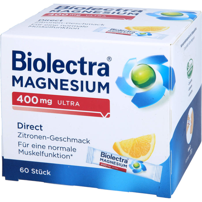 Biolectra Magnesium 400 mg ultra Direktgranulat Zitrone für eine normale Muskelfunktion, 60 St. Beutel