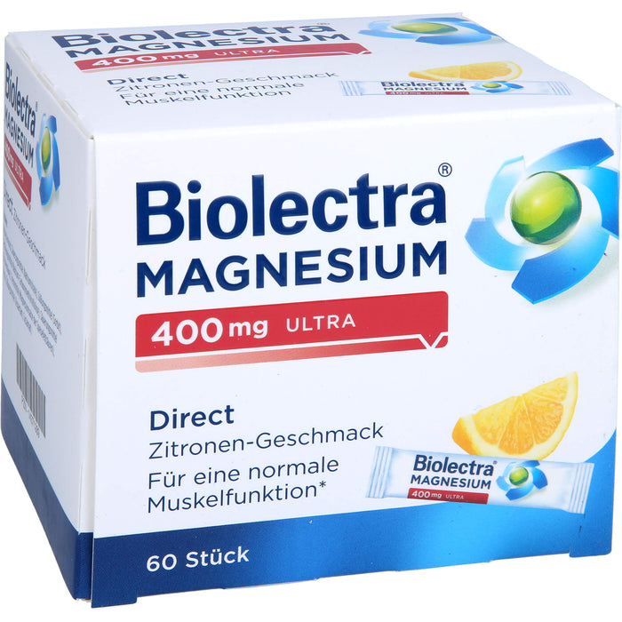 Biolectra Magnesium 400 mg ultra Direktgranulat Zitrone für eine normale Muskelfunktion, 60 St. Beutel