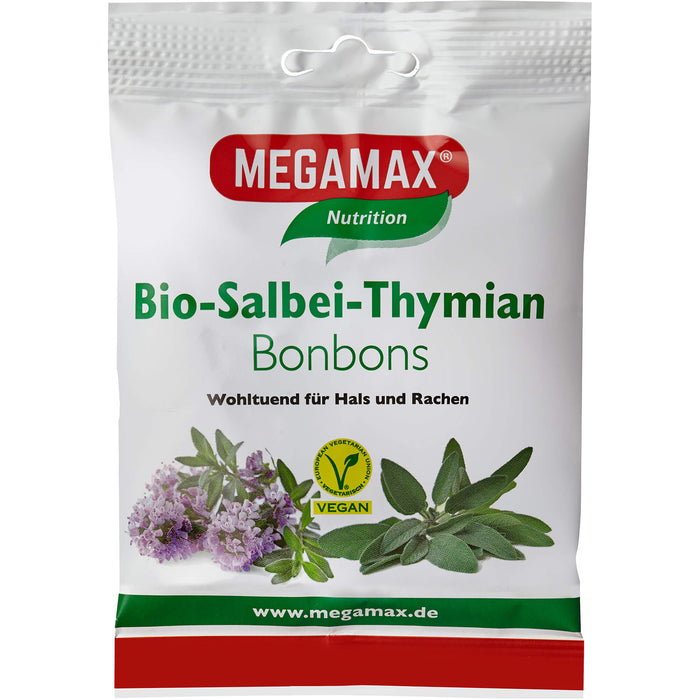 MEGAMAX Nutrition Bio-Salbei-Thymian Bonbons, 50 g Bonbons