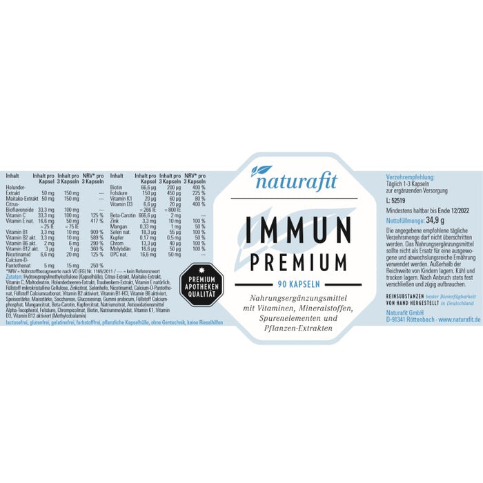 naturafit Immun Premium Kapseln, 90 St. Kapseln