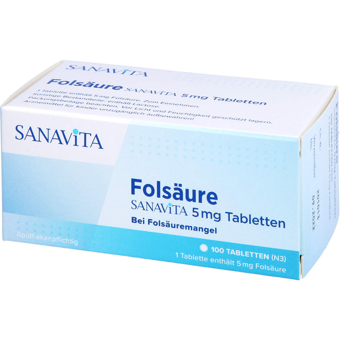 Folsäure Sanavita 5 mg Tabletten, 100 St. Tabletten