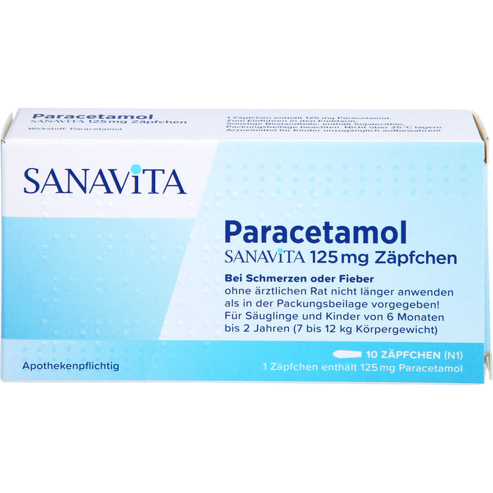 SANAVITA Paracetamol 125 mg Zäpfchen bei Fieber und Schmerzen, 10 St. Zäpfchen