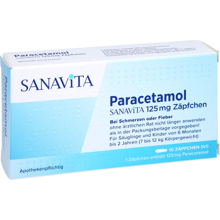SANAVITA Paracetamol 125 mg Zäpfchen bei Fieber und Schmerzen, 10 St. Zäpfchen
