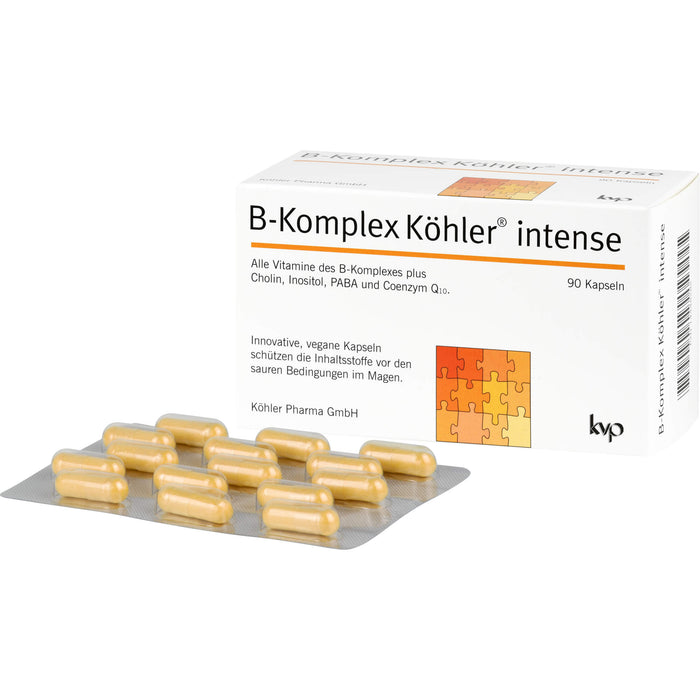 B-Komplex Köhler intense Kapseln schützt die Inhaltsstoffe vor den sauren Bedingungen im Magen, 90 St. Kapseln