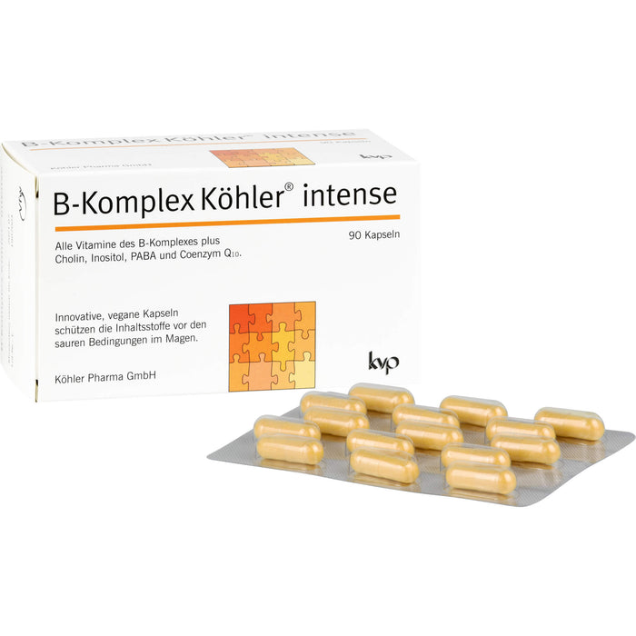 B-Komplex Köhler intense Kapseln schützt die Inhaltsstoffe vor den sauren Bedingungen im Magen, 90 St. Kapseln