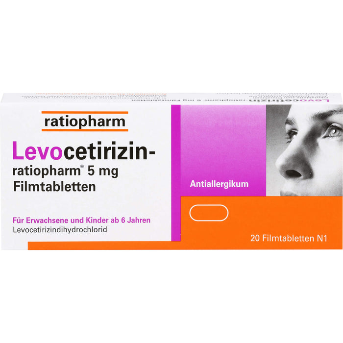 Levocetirizin-ratiopharm 5 mg Filmtabletten Antiallergikum, 20 St. Tabletten