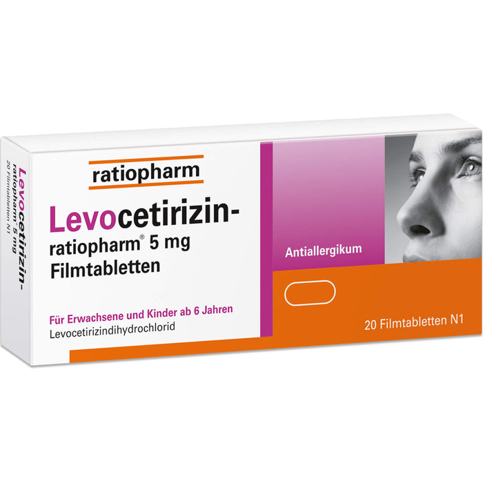 Levocetirizin-ratiopharm 5 mg Filmtabletten Antiallergikum, 20 St. Tabletten